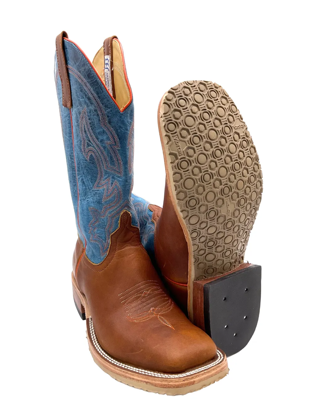 'Anderson Bean' Men's 13" Briar Mad Dog Western Square Toe - Brown / Blue