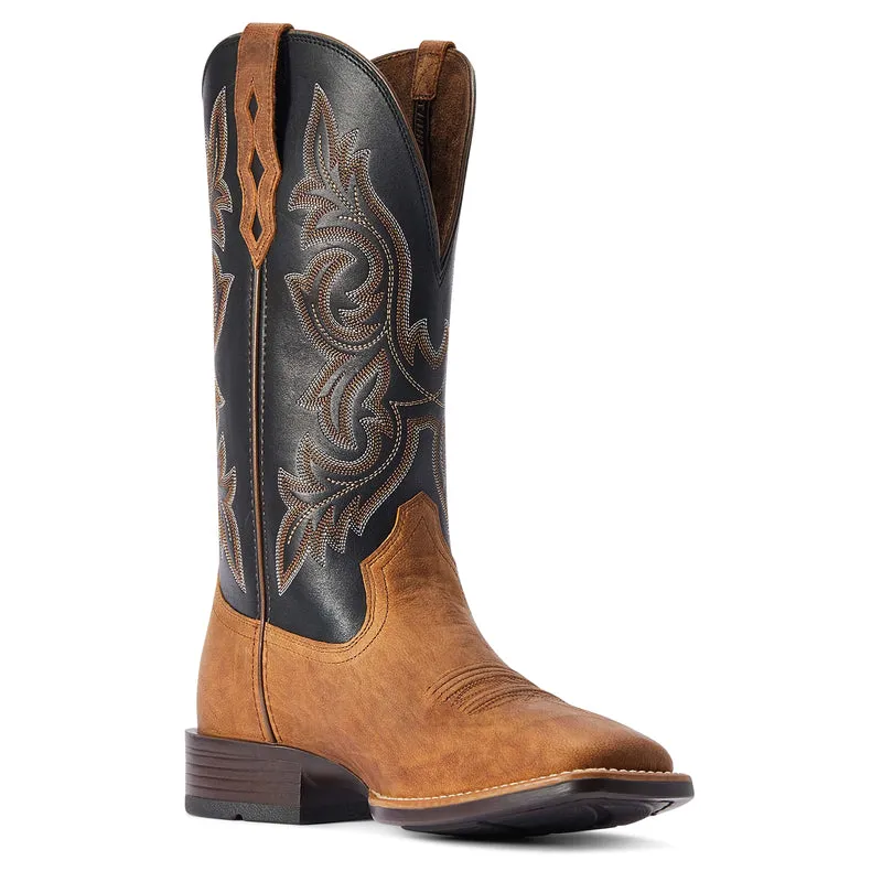 'Ariat' Men's Drover Ultra Western Square Toe - Sorrel Crunch / Limousine Black