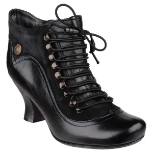 Black Vivianna Lace-Up Heeled Boots