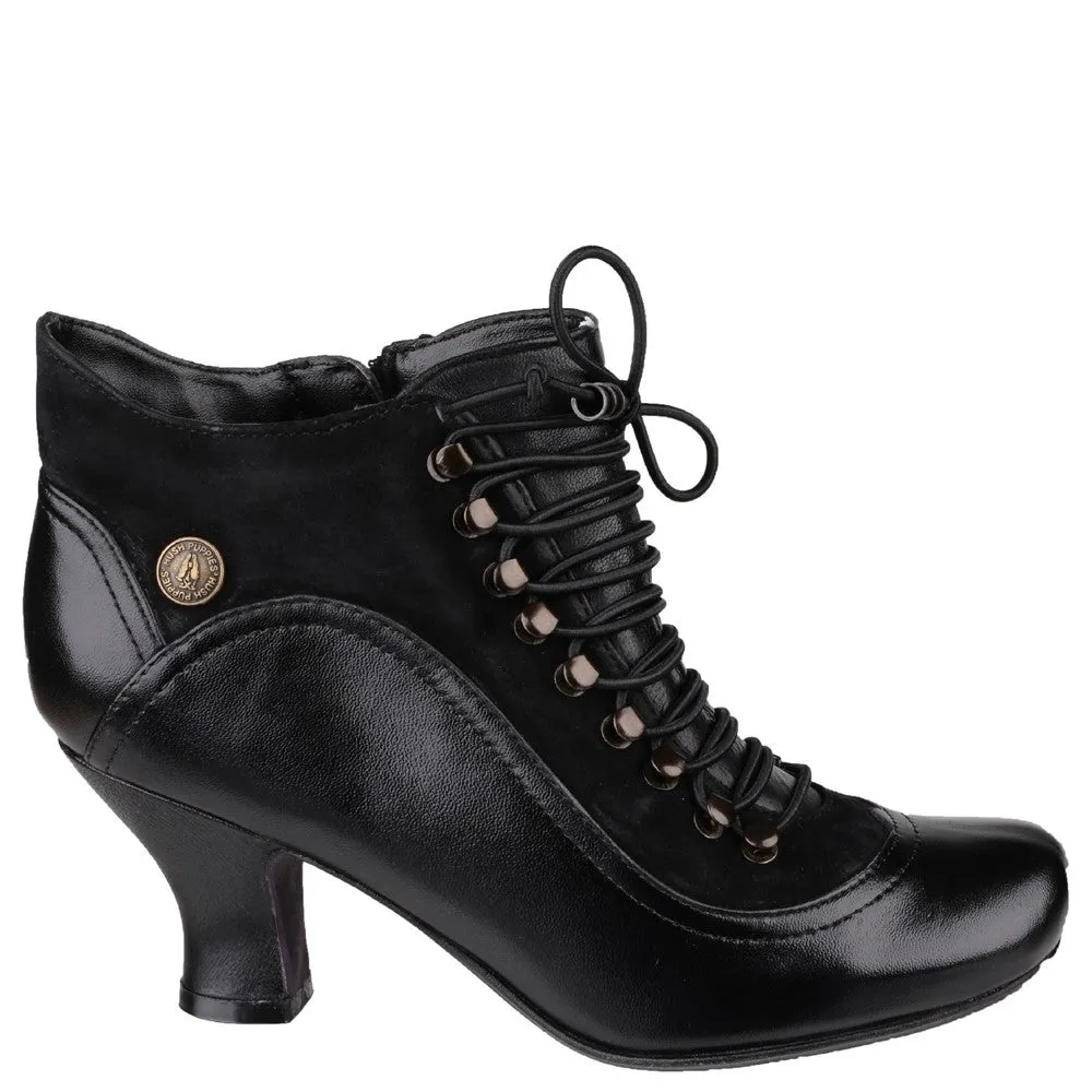 Black Vivianna Lace-Up Heeled Boots