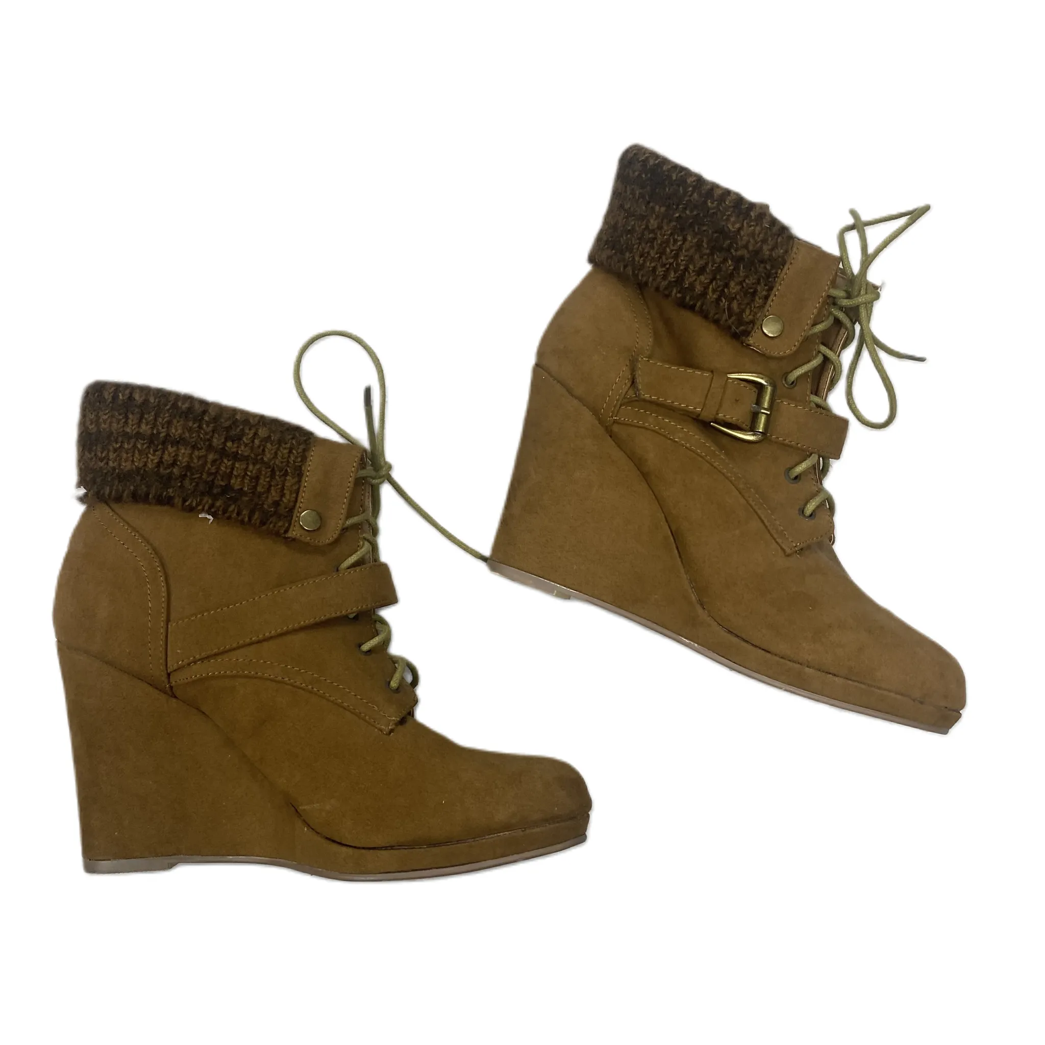 Boots Ankle Heels By Just Fab In Tan, Size: 9