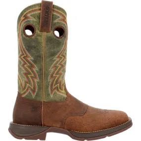 'Durango' Men's 12" Rebel Western Square Toe - Dark Chestnut / Hunter Green