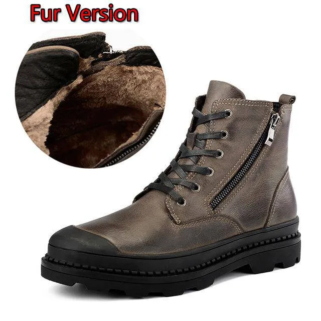 Genuine leather Autumn Men Boots Winter Waterproof Ankle Boots