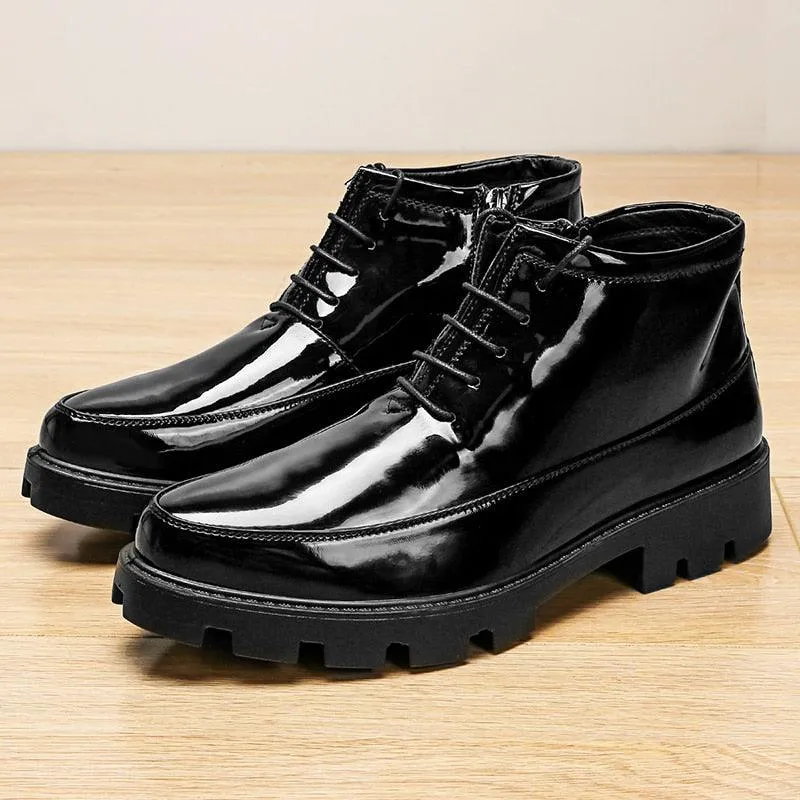 Men's Casual Leather Ankle Boots: Chelsea Dress Shoes HZ136