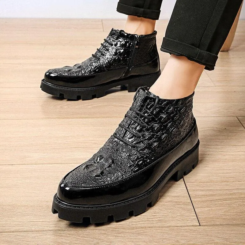 Men's Casual Leather Ankle Boots: Chelsea Dress Shoes HZ136