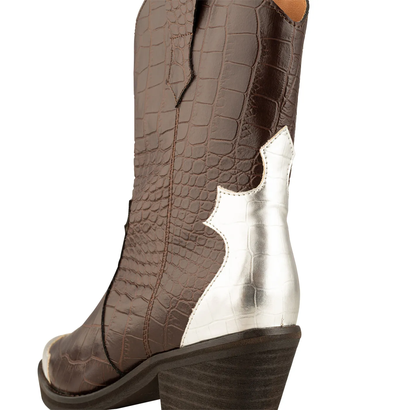 Nancy Western Croco - Dark Brown