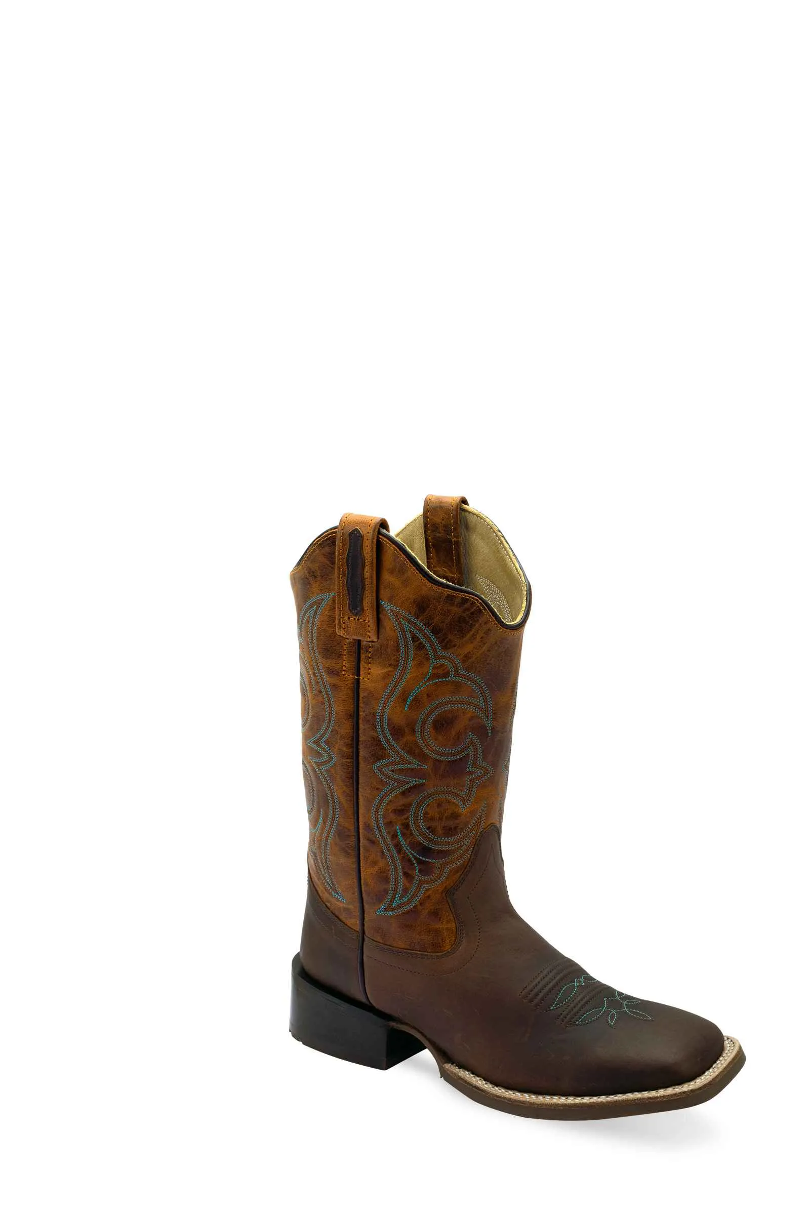 'Old West' Women's 11 Western Square Toe - Rugby Brown / Burnt Mustard