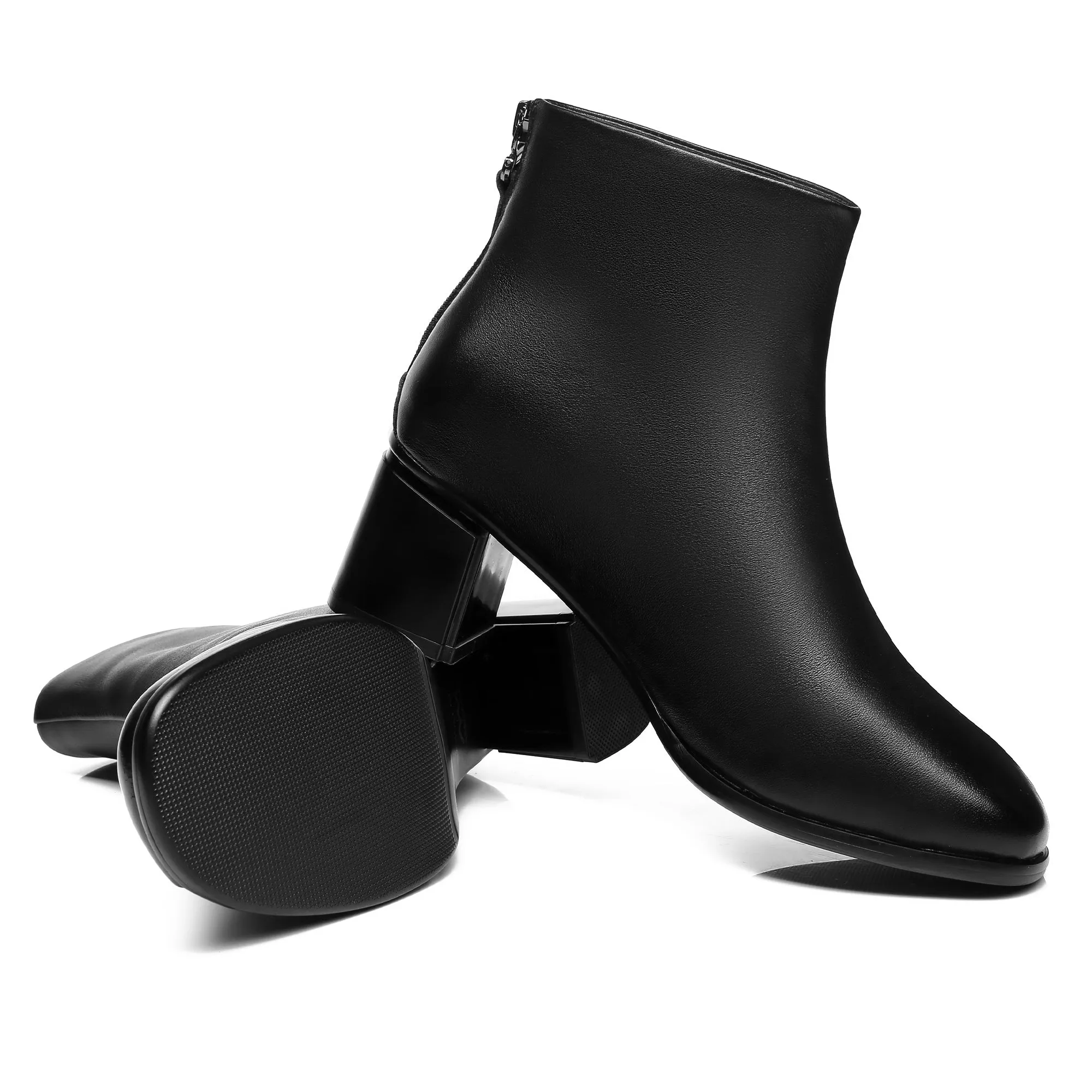 Roma Black Leather Ankle boots