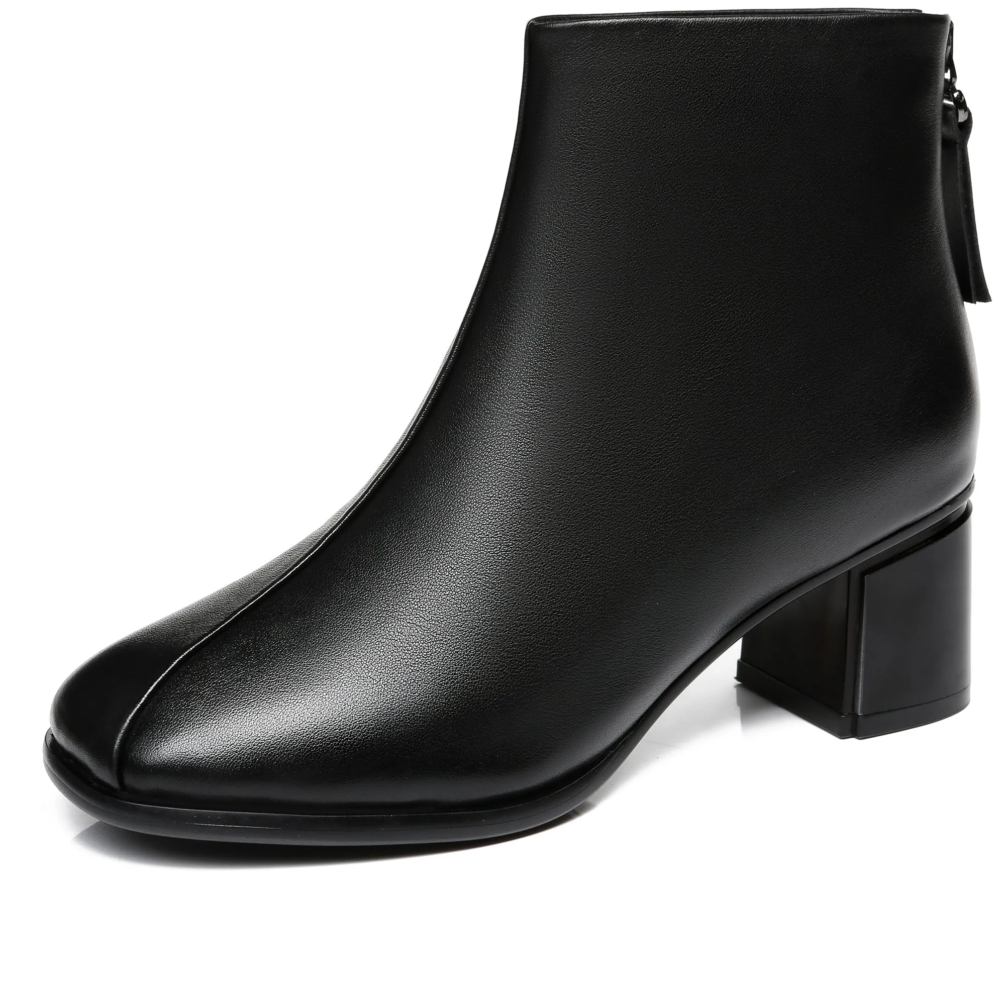 Roma Black Leather Ankle boots