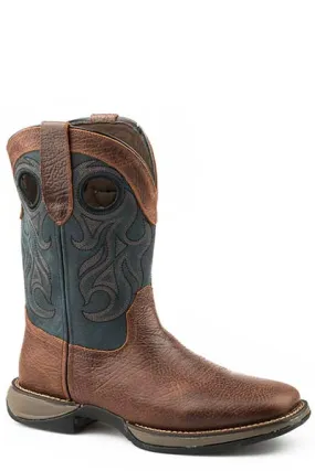 'Roper' Men's 11" Wilder Embroidered Square Toe - Brown / Navy