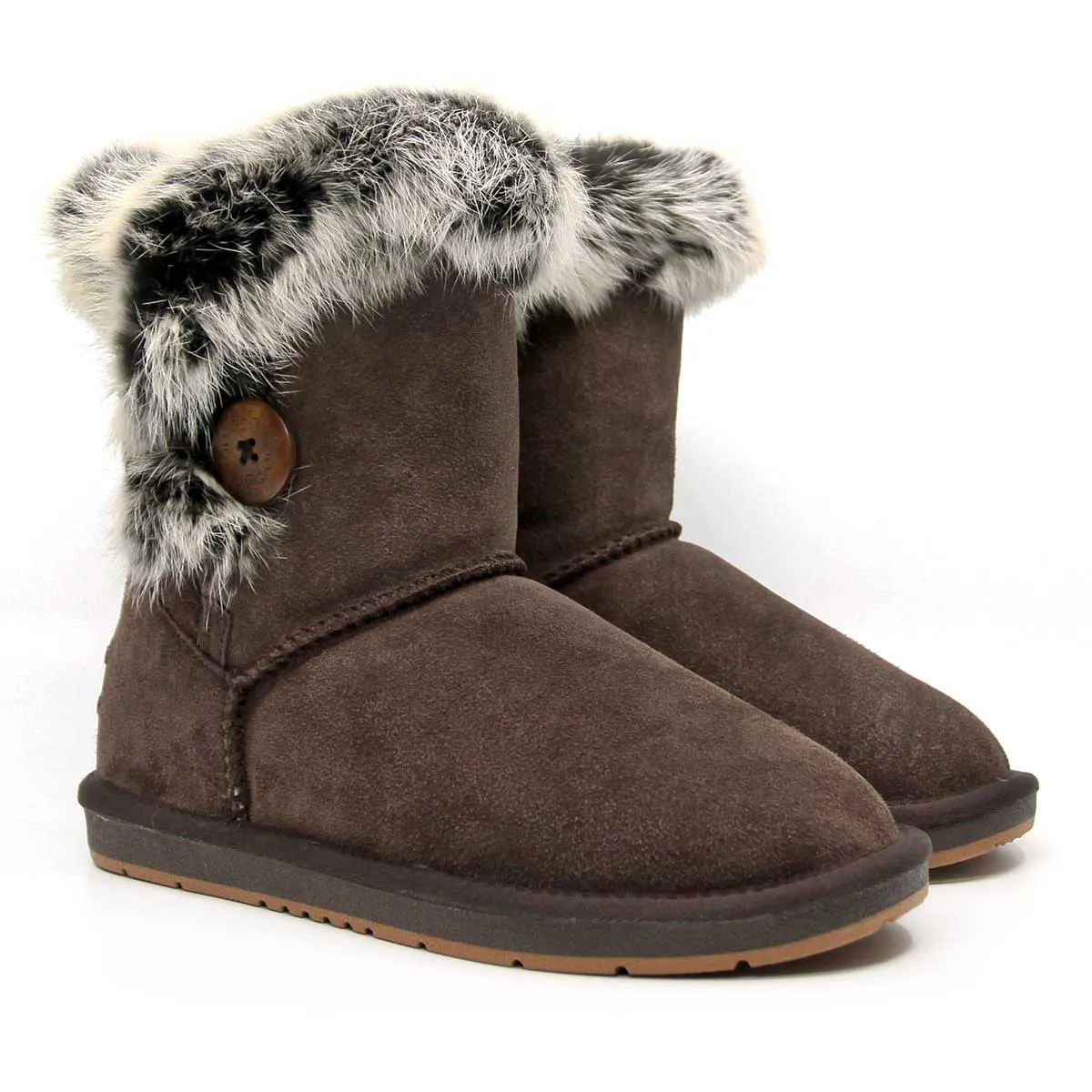 Short Button Fur UGG Boots