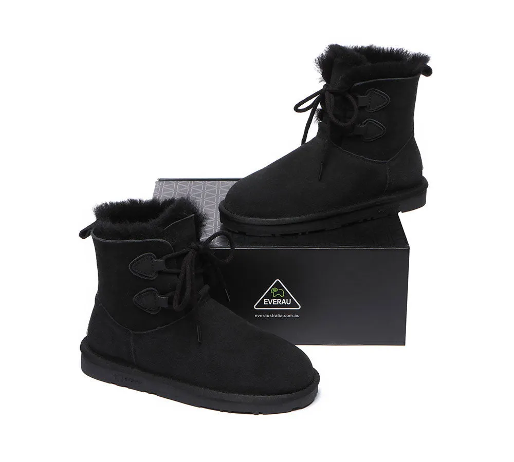 EVERAU Lace-Up Sheepskin Boots Women Short Stark