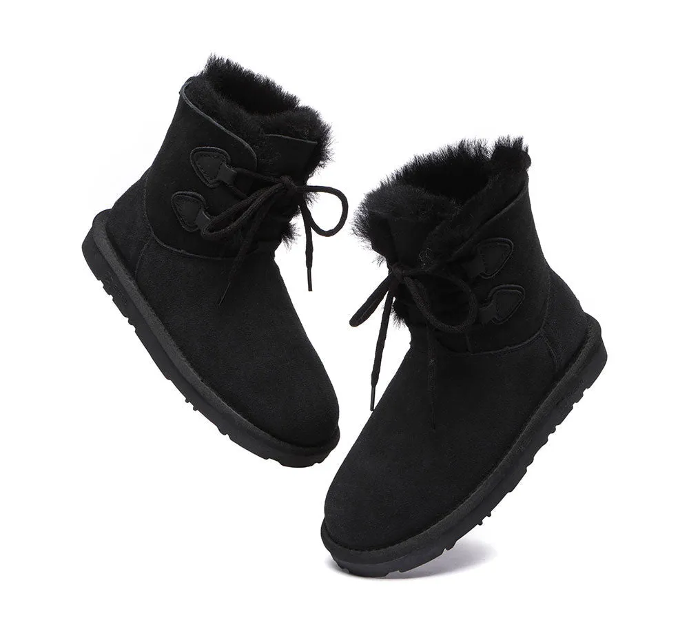 EVERAU Lace-Up Sheepskin Boots Women Short Stark