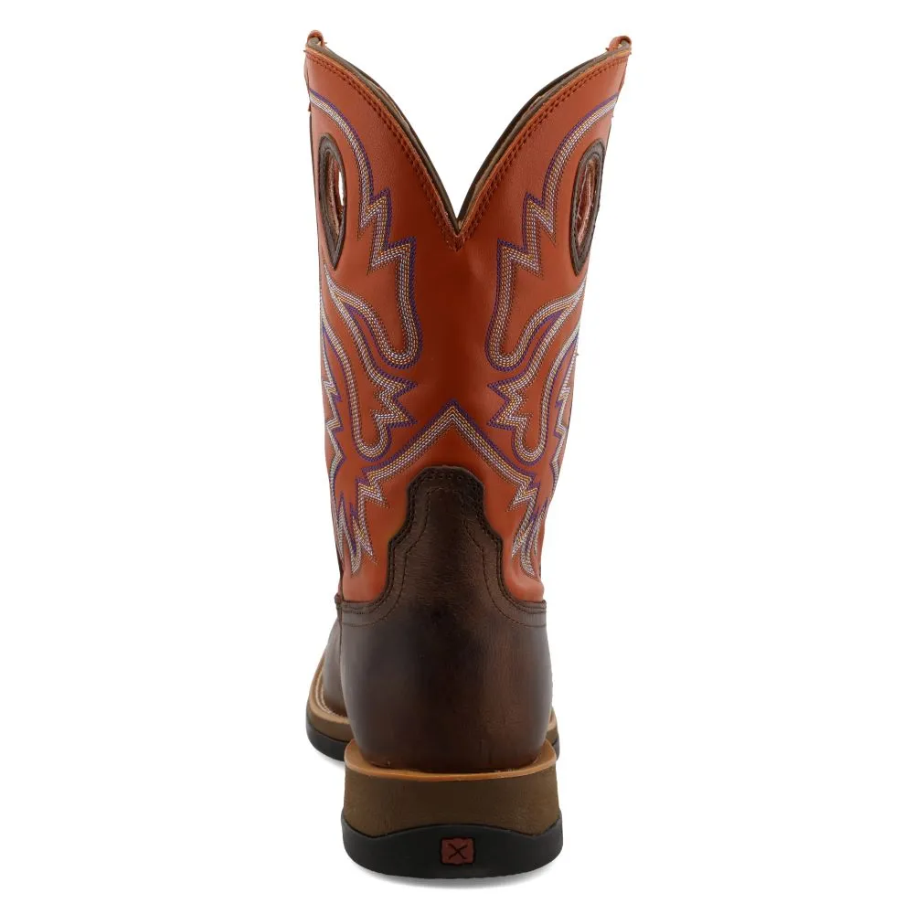 'Twisted X' Men's 12 Tech-X CellStretch Western Square Toe - Brown / Orange