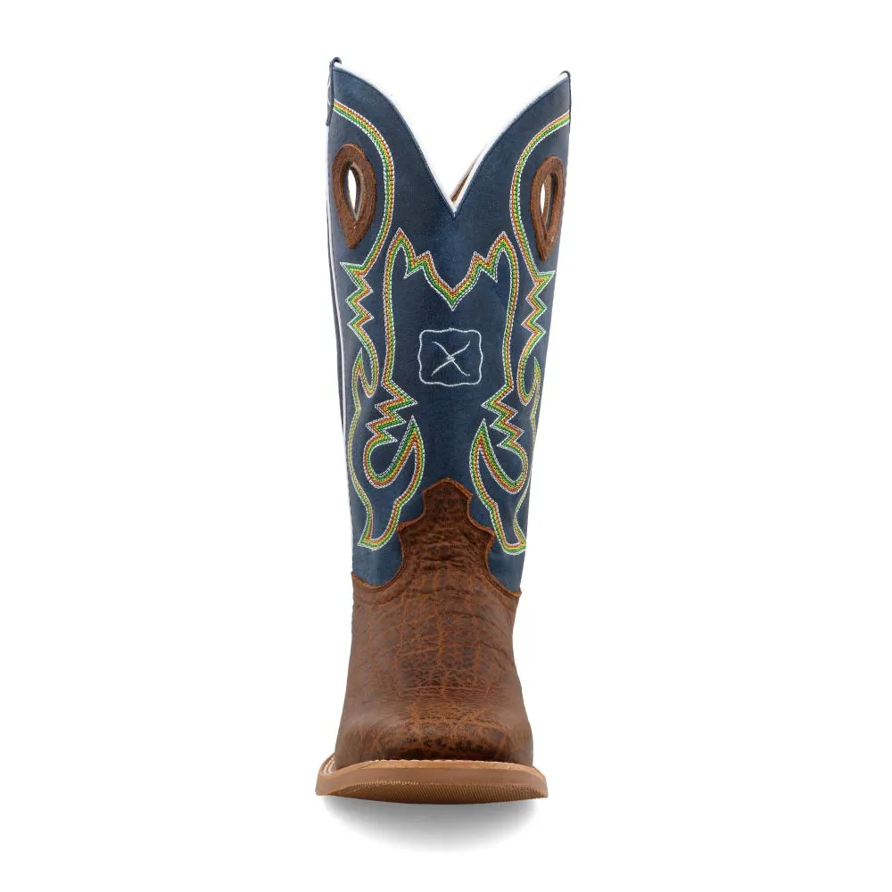 'Twisted X' Men's 14 Ruff Stock Western Square Toe - Elephant / Blue