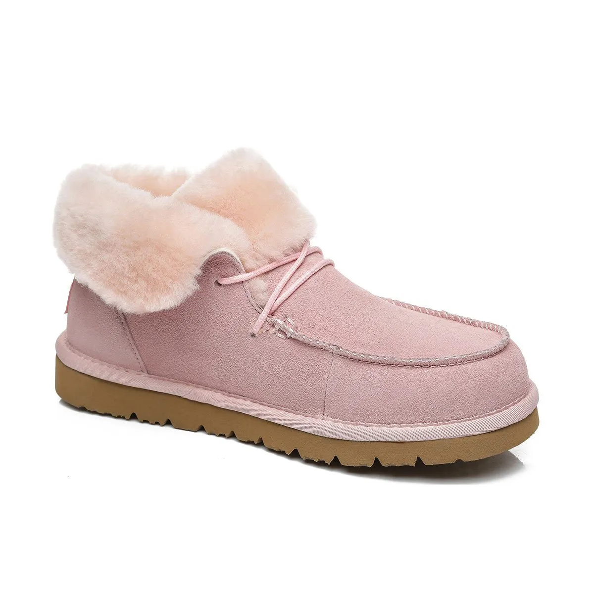 UGG Alana Wool Collar Ankle Sheepskin Boots