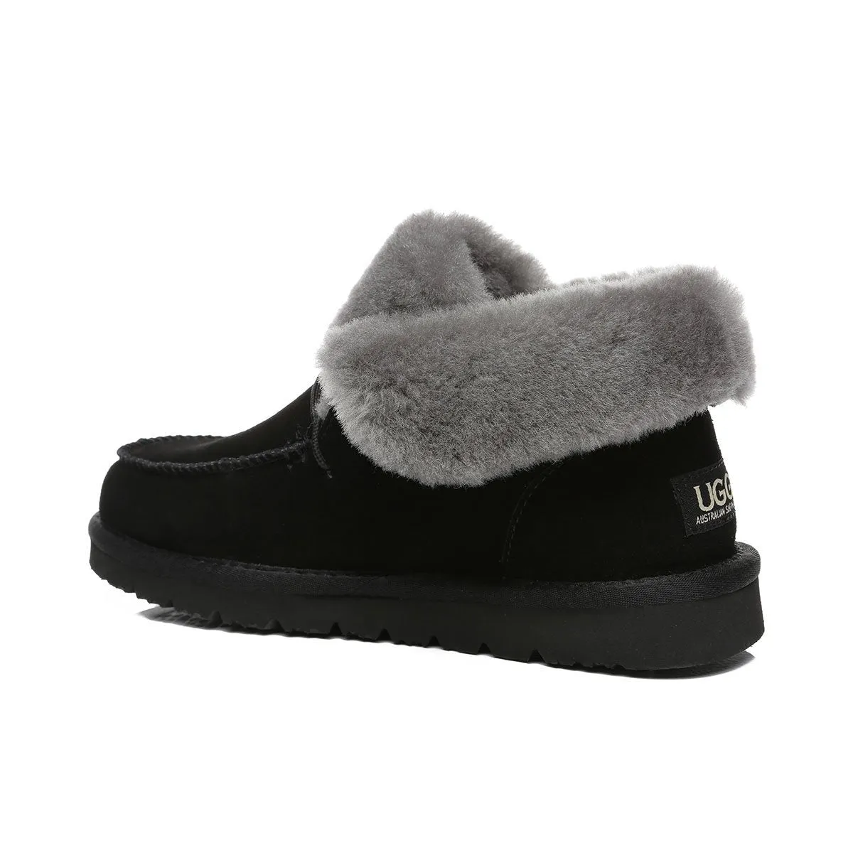 UGG Alana Wool Collar Ankle Sheepskin Boots