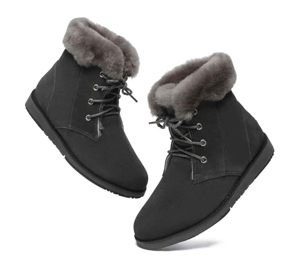 TARRAMARRA Lace Up Ankle Fashion Sheepskin Women Boots Bonnie