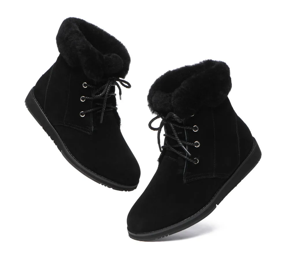 TARRAMARRA Lace Up Ankle Fashion Sheepskin Women Boots Bonnie