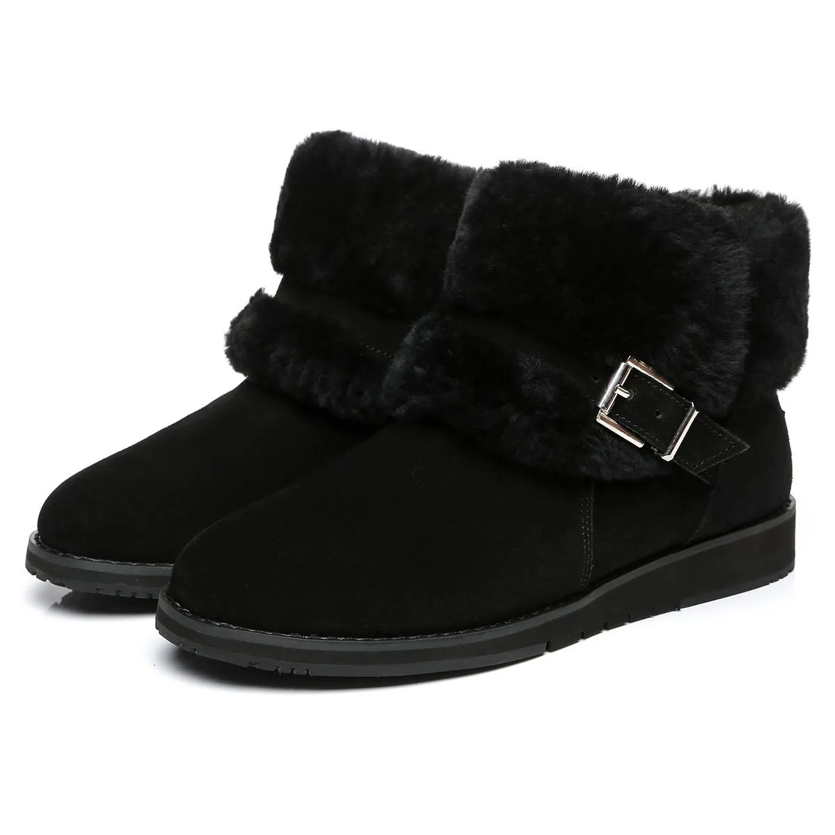 UGG Collette Buckled Strap Fluffy Boots