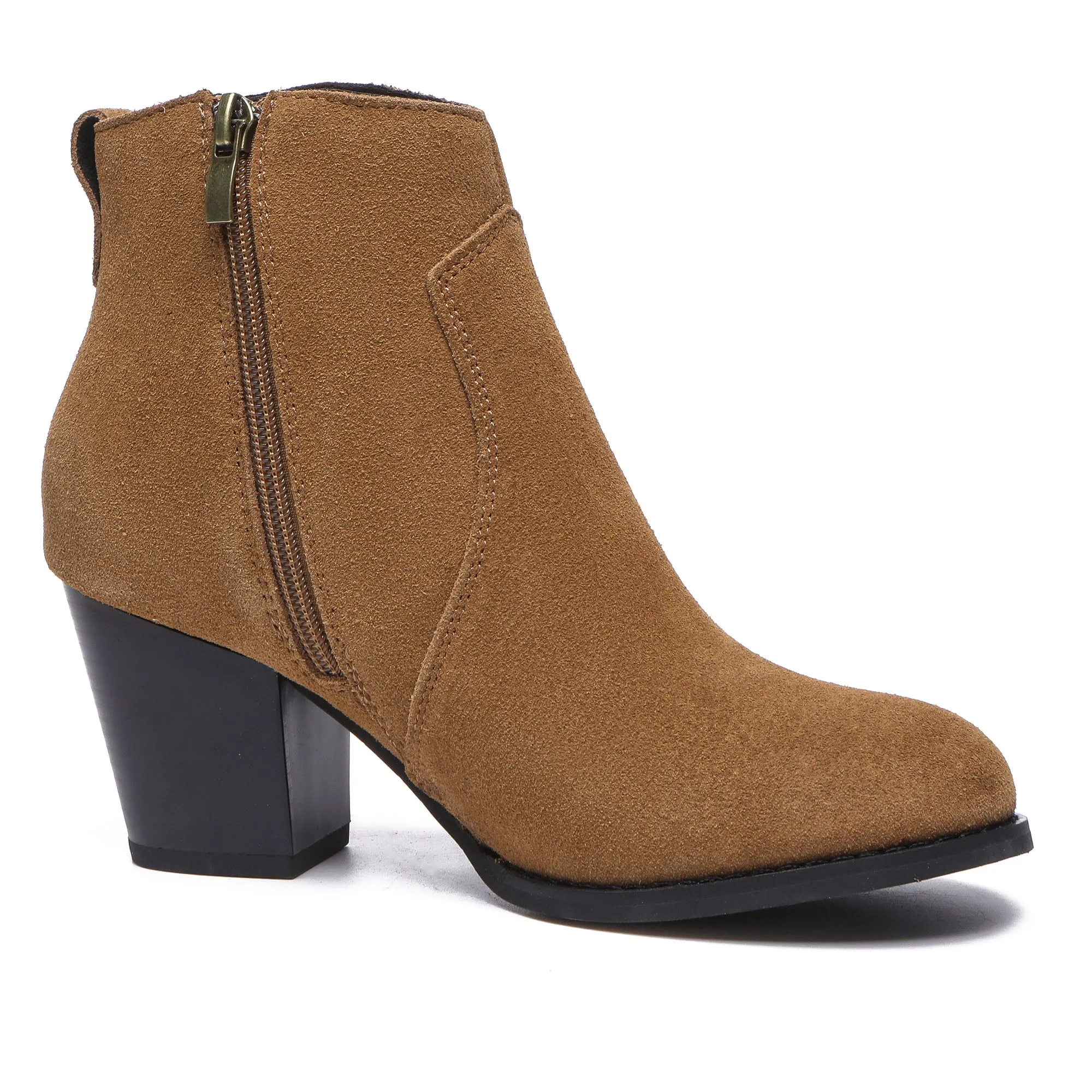 Vera Suede Ankle Zipper Boots