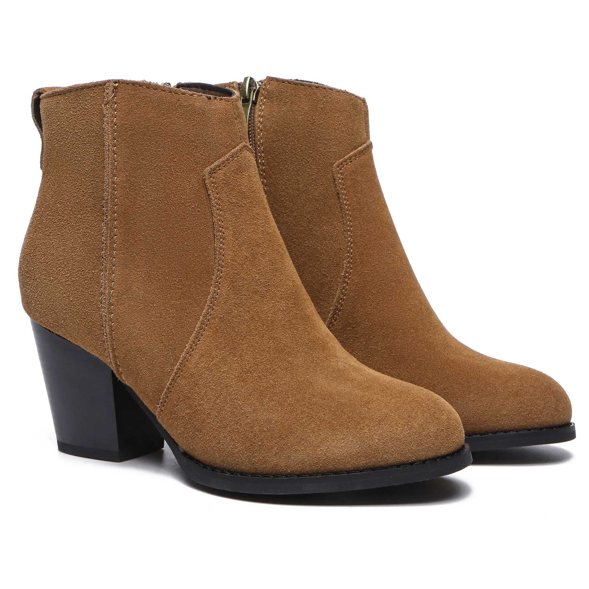 Vera Suede Ankle Zipper Boots